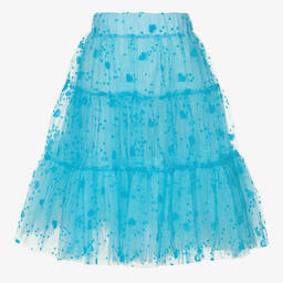 Childrensalon Occasions-Girls Blue Hearts Tulle Skirt | Childrensalon Outlet