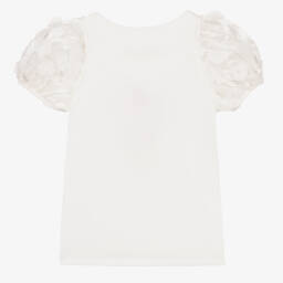 تشلدرن صالون-تي شيرت عاجي أنيق مزين بالزهور للبنات | Childrensalon Outlet