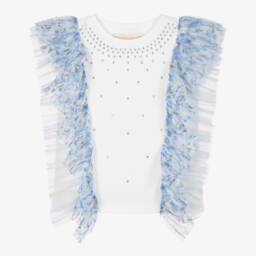 Childrensalon Occasions-Girls Elegant White Tulle Frill Top | Childrensalon Outlet