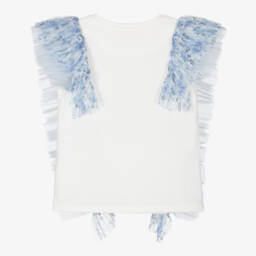 Childrensalon Occasions-Girls Elegant White Tulle Frill Top | Childrensalon Outlet