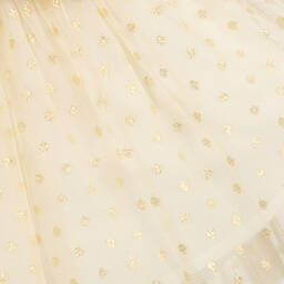 تشلدرن صالون-فستان أطفال بناتي ساتان وتول لون عاجي وذهبي برّاق | Childrensalon Outlet