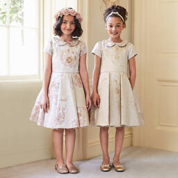 Childrensalon Occasions-Платье золотистого цвета из парчи для девочек | Childrensalon Outlet