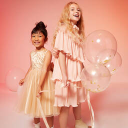 Childrensalon Occasions-فستان تول مطرز لون ذهبي | Childrensalon Outlet