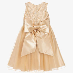 Childrensalon Occasions-فستان تول مطرز لون ذهبي | Childrensalon Outlet