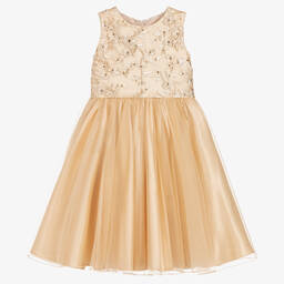 Childrensalon Occasions-فستان تول مطرز لون ذهبي | Childrensalon Outlet