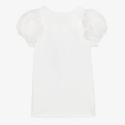 Childrensalon Occasions-Кремовая и лазурная футболка с цветочным узором для девочек | Childrensalon Outlet