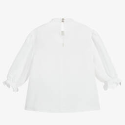 Childrensalon Occasions-Girls Ivory Crêpe Bow Top | Childrensalon Outlet