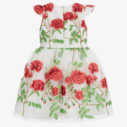 تشلدرن صالون-فستان تول لون عاجي مطرز بطبعة ورود | Childrensalon Outlet