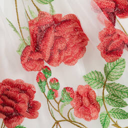 تشلدرن صالون-فستان تول لون عاجي مطرز بطبعة ورود | Childrensalon Outlet