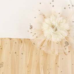Childrensalon Occasions-Girls Ivory & Gold Heart Tulle Dress | Childrensalon Outlet
