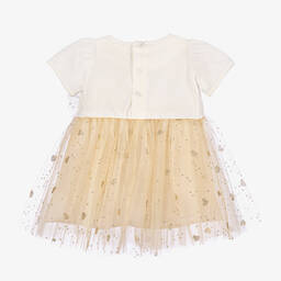 Childrensalon Occasions-Girls Ivory & Gold Heart Tulle Dress | Childrensalon Outlet