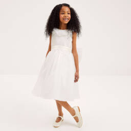 تشلدرن صالون-فستان ساتان وأورغانزا لون عاجي | Childrensalon Outlet