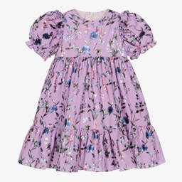 تشلدرن صالون-فستان شيفون لون بنفسجي بطبعة ورود | Childrensalon Outlet