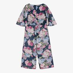 Childrensalon Occasions-Синий комбинезон с цветами для девочек | Childrensalon Outlet