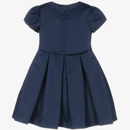 Childrensalon Occasions-Girls Navy Blue Satin Bow Dress | Childrensalon Outlet