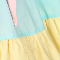 تشلدرن صالون-فستان كريب بطيات لون زهري وأزرق وأصفر | Childrensalon Outlet
