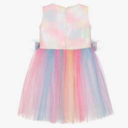 تشلدرن صالون-فستان بنات بترتر قطن وتول لون زهري وأزرق  | Childrensalon Outlet