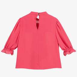 تشلدرن صالون-بلوزة كريب لون زهري مزين بفيونكة | Childrensalon Outlet