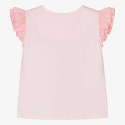 Childrensalon Occasions-Girls Pink Floral Cotton T-Shirt | Childrensalon Outlet
