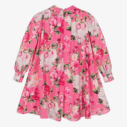 تشلدرن صالون-فستان بطبعة ورود كريب لون زهري | Childrensalon Outlet