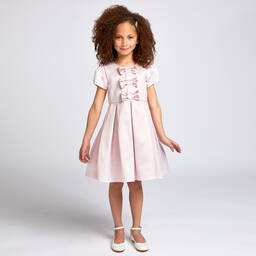 Childrensalon Occasions-Girls Pink Satin Bow Dress | Childrensalon Outlet