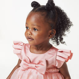 Childrensalon Occasions-Girls Pink Satin & Chiffon Dress | Childrensalon Outlet