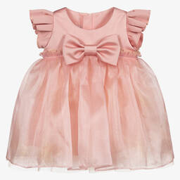 Childrensalon Occasions-Girls Pink Satin & Chiffon Dress | Childrensalon Outlet