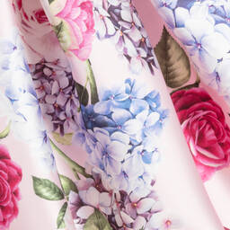 تشلدرن صالون-تنورة ساتان لون زهري بطبعة ورود | Childrensalon Outlet