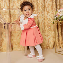 تشلدرن صالون-فستان أطفال بناتي فيسكوز ميلانو جيرسي لون زهري مرجاني | Childrensalon Outlet