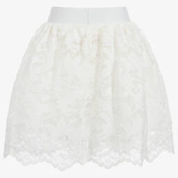 Childrensalon Occasions-Girls White Cotton Lace Skirt | Childrensalon Outlet