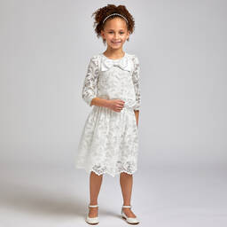 Childrensalon Occasions-Girls White Cotton Lace Skirt | Childrensalon Outlet
