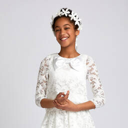 Childrensalon Occasions-بلوز دانتيل لون أبيض | Childrensalon Outlet