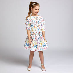 Childrensalon Occasions-Белая атласная блузка с бабочками для девочек | Childrensalon Outlet