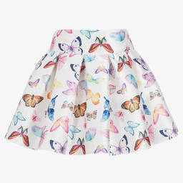 Childrensalon Occasions-Girls White Satin Butterfly Skirt | Childrensalon Outlet