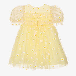 Childrensalon Occasions-Girls Yellow Tulle Daisy Dress | Childrensalon Outlet
