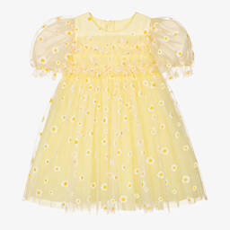Childrensalon Occasions-Girls Yellow Tulle Daisy Dress | Childrensalon Outlet