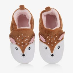 Chipmunks-Baby Girls Brown Deer Slippers | Childrensalon Outlet