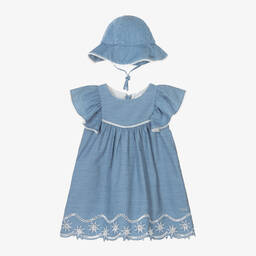 Chloé-Baby Girls Blue Chambray Dress Set | Childrensalon Outlet