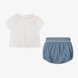 Chloé-Baby Girls Blue Cotton Shorts Gift Set | Childrensalon Outlet