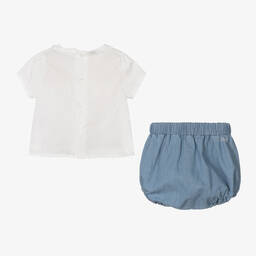 Chloé-Baby Girls Blue Cotton Shorts Gift Set | Childrensalon Outlet