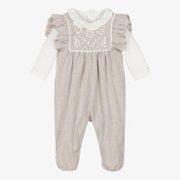 Chloé-Кремовое боди и серый полукомбинезон | Childrensalon Outlet