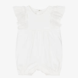 Chloé-Кремовый хлопковый песочник с кружевом | Childrensalon Outlet