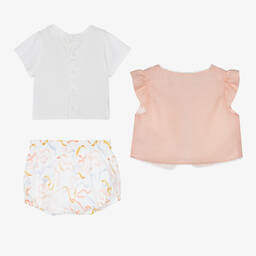 Chloé-Baby Girls Ivory & Pink Shorts Set | Childrensalon Outlet