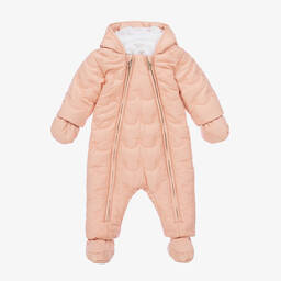 Chloé-Baby Girls Pink Hooded Snowsuit | Childrensalon Outlet