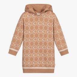 Chloé-Бежевое трикотажное платье с капюшоном | Childrensalon Outlet