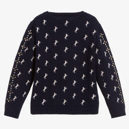 Chloé-Blue Cotton & Wool Sweater | Childrensalon Outlet