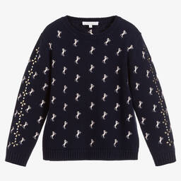 Chloé-Blue Cotton & Wool Sweater | Childrensalon Outlet