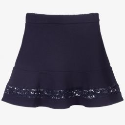 Chloé-Синяя трикотажная юбка с кружевом | Childrensalon Outlet