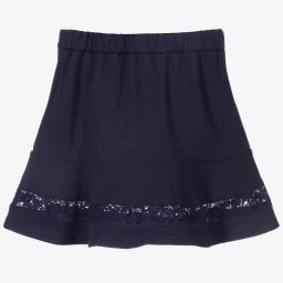 Chloé-Синяя трикотажная юбка с кружевом | Childrensalon Outlet