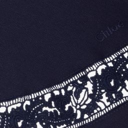 Chloé-Синяя трикотажная юбка с кружевом | Childrensalon Outlet